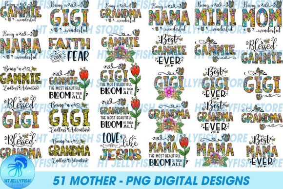 Bundle Floral Mama, Nana Sublimation