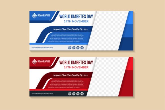 Diabetes Day Horizontal Banner: Graphics for Graphic Templates