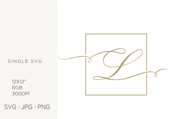 Gold Script Letter L Inside Square Frame