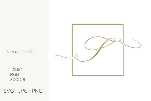 Gold Script Letter S Inside Square Frame Graphics