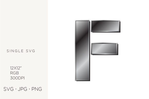 Industrial Silver Initialial Letter F Graphics and Icons