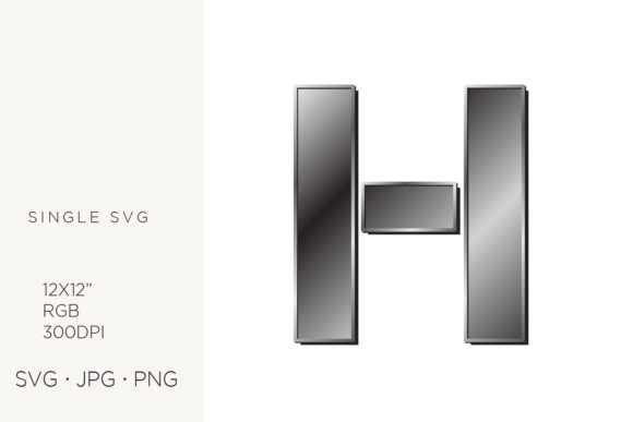 Industrial Silver Initialial Letter H Graphics and Icons