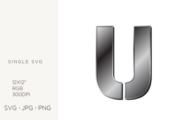 Industrial Silver Initialial Letter U Graphics and Icons