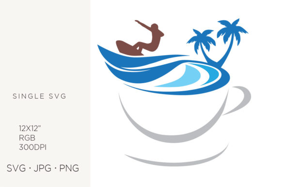 Ocean Surfer, Sea Water, Coffee Icon Svg