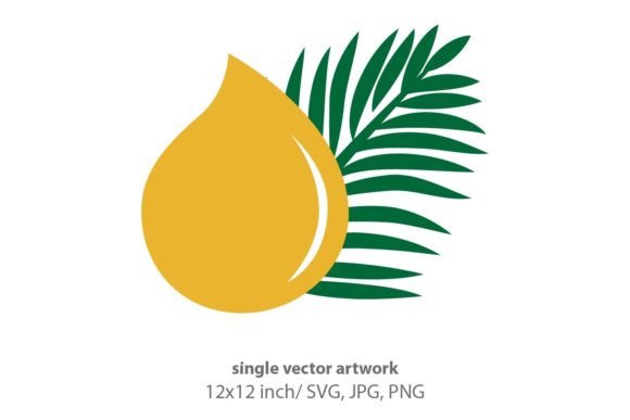 Palms and Oil Drop, Logo Icon Graphics