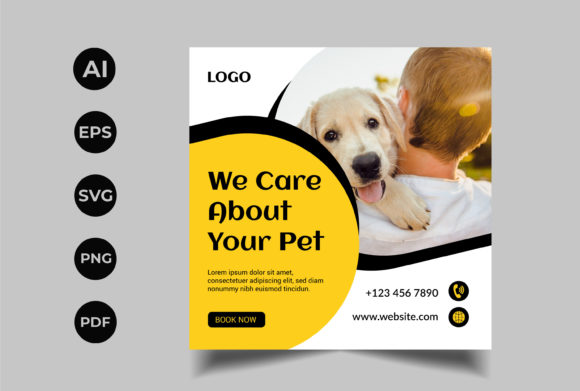 Pet Care Social Media Post: Graphics & Web Templates