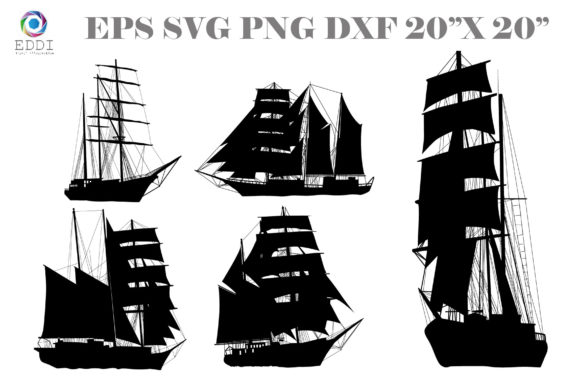 Sailing Ship Silhouette Set