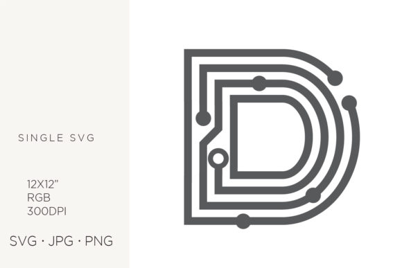 Tech Monogram, Digital Initial Letter D
