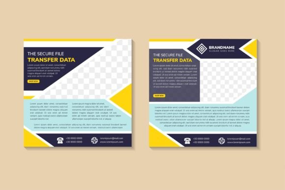 Transfer Data Square Banner: Graphics for Social Media Templates